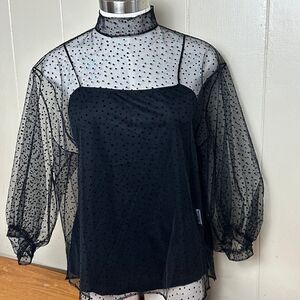 Akris Punto Blouse Women's 8 Starry Sky‎ Tulle Illusion NWT